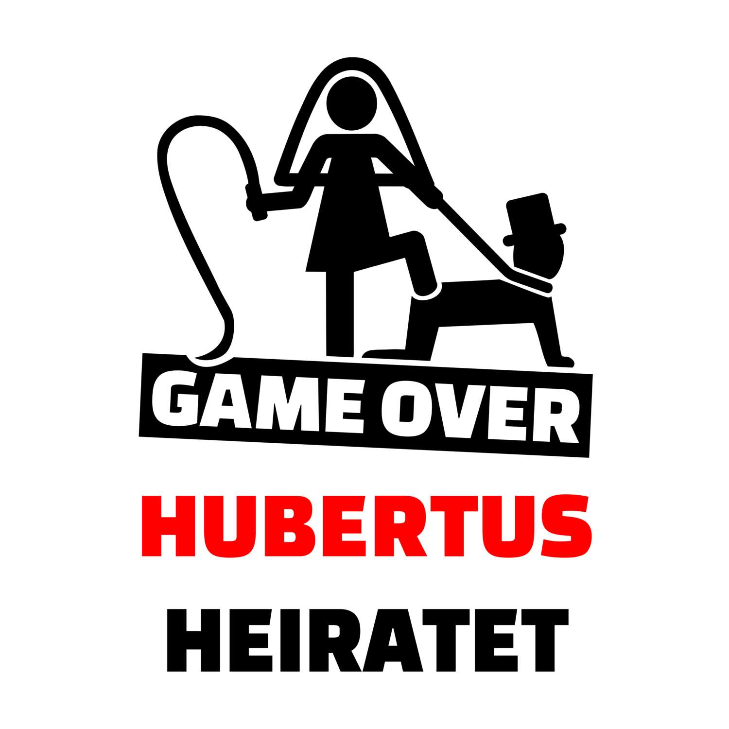 JGA T-Shirt »Game Over« für den Namen »Hubertus«