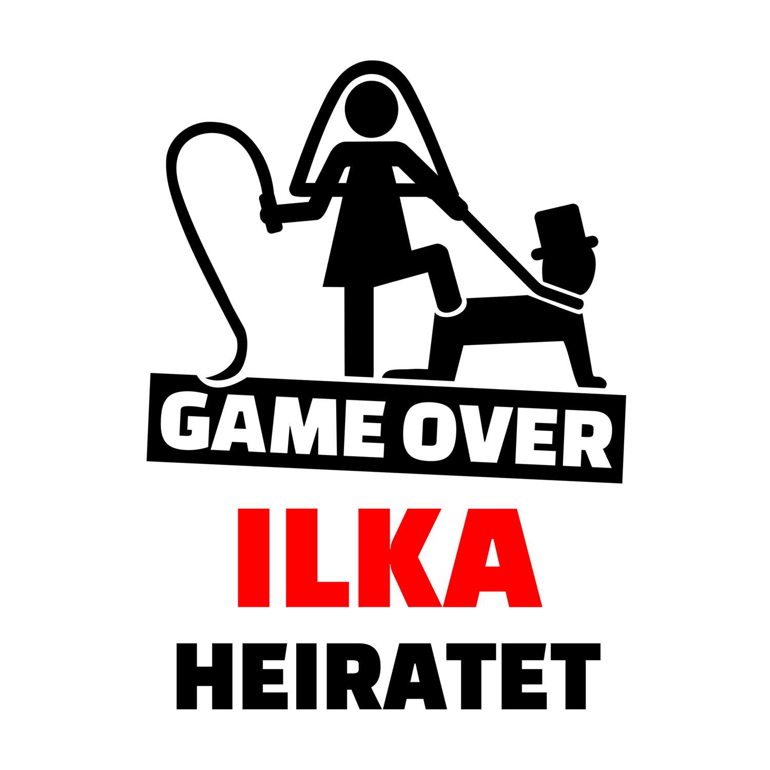 JGA T-Shirt »Game Over« für den Namen »Ilka«