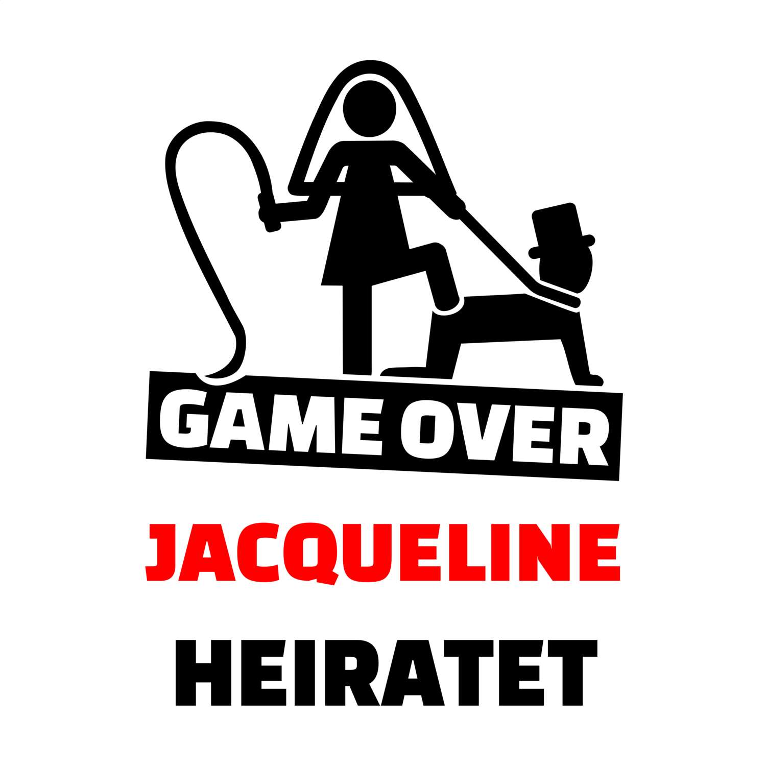 JGA T-Shirt »Game Over« für den Namen »Jacqueline«