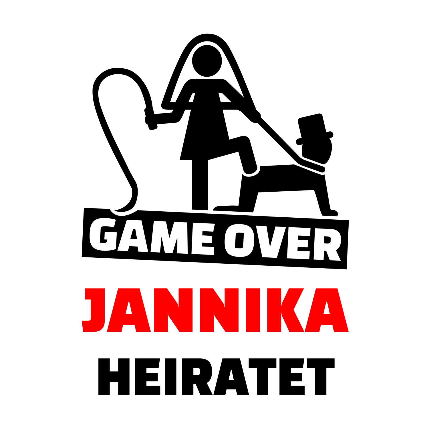 JGA T-Shirt »Game Over« für den Namen »Jannika«