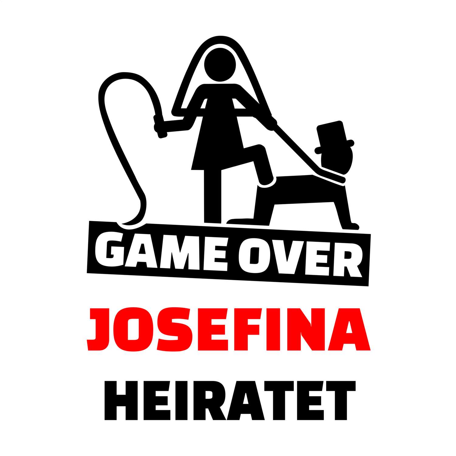 JGA T-Shirt »Game Over« für den Namen »Josefina«