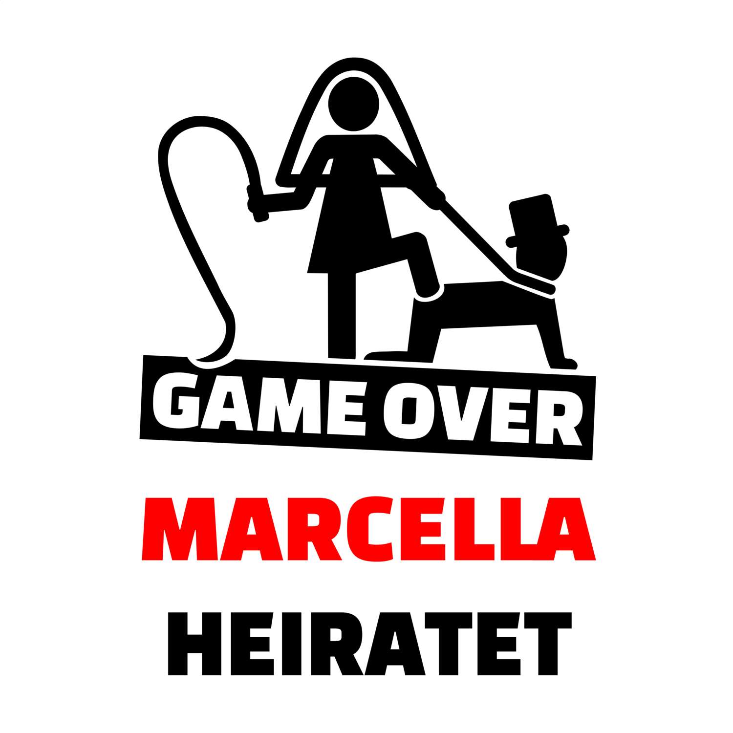 JGA T-Shirt »Game Over« für den Namen »Marcella«