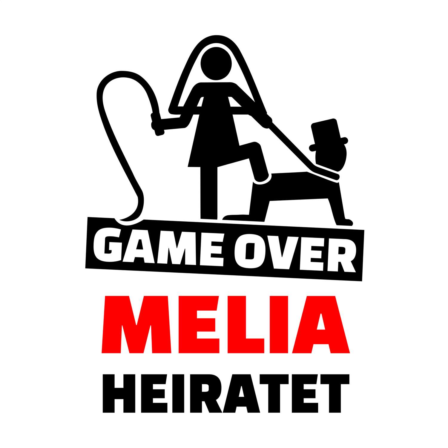 JGA T-Shirt »Game Over« für den Namen »Melia«