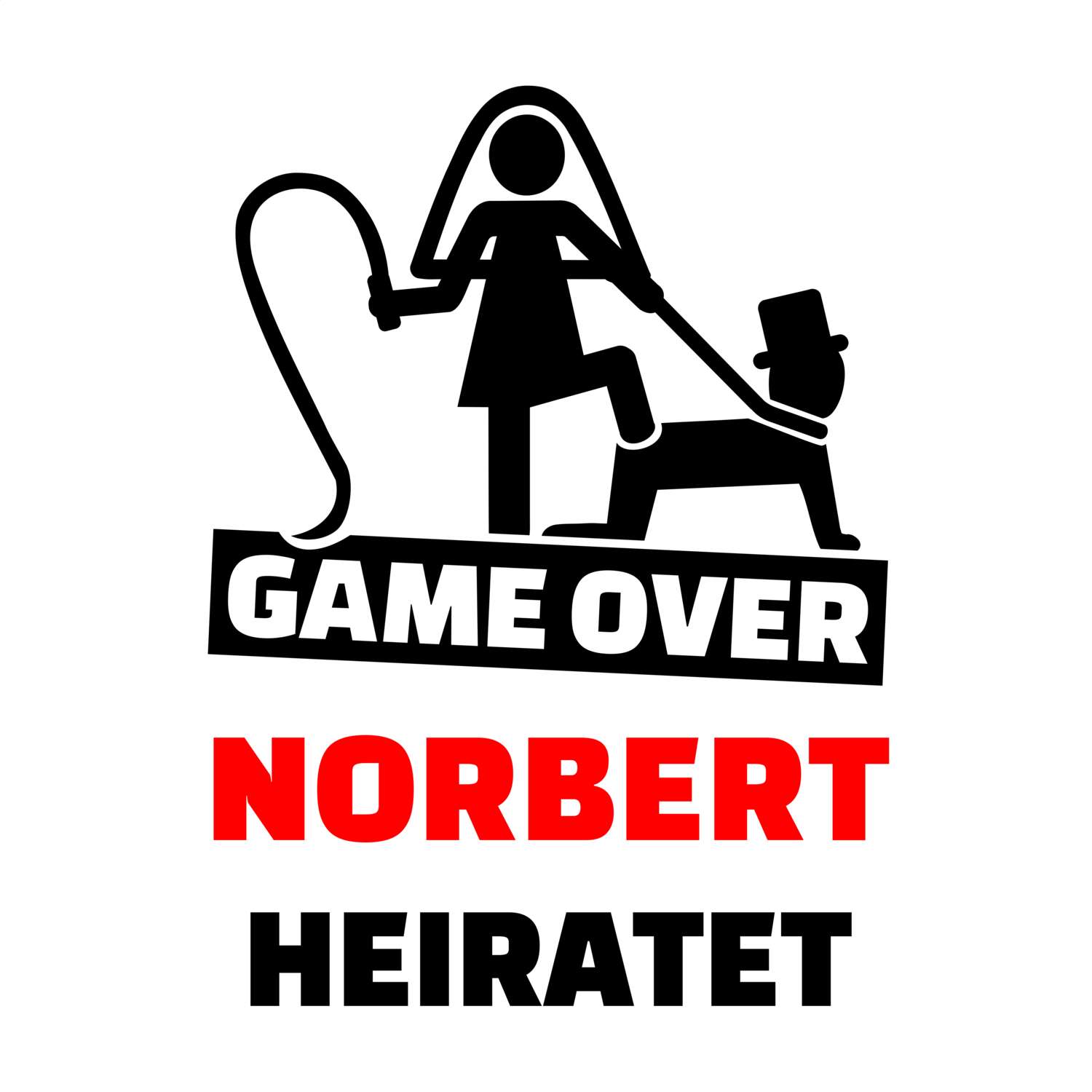 JGA T-Shirt »Game Over« für den Namen »Norbert«