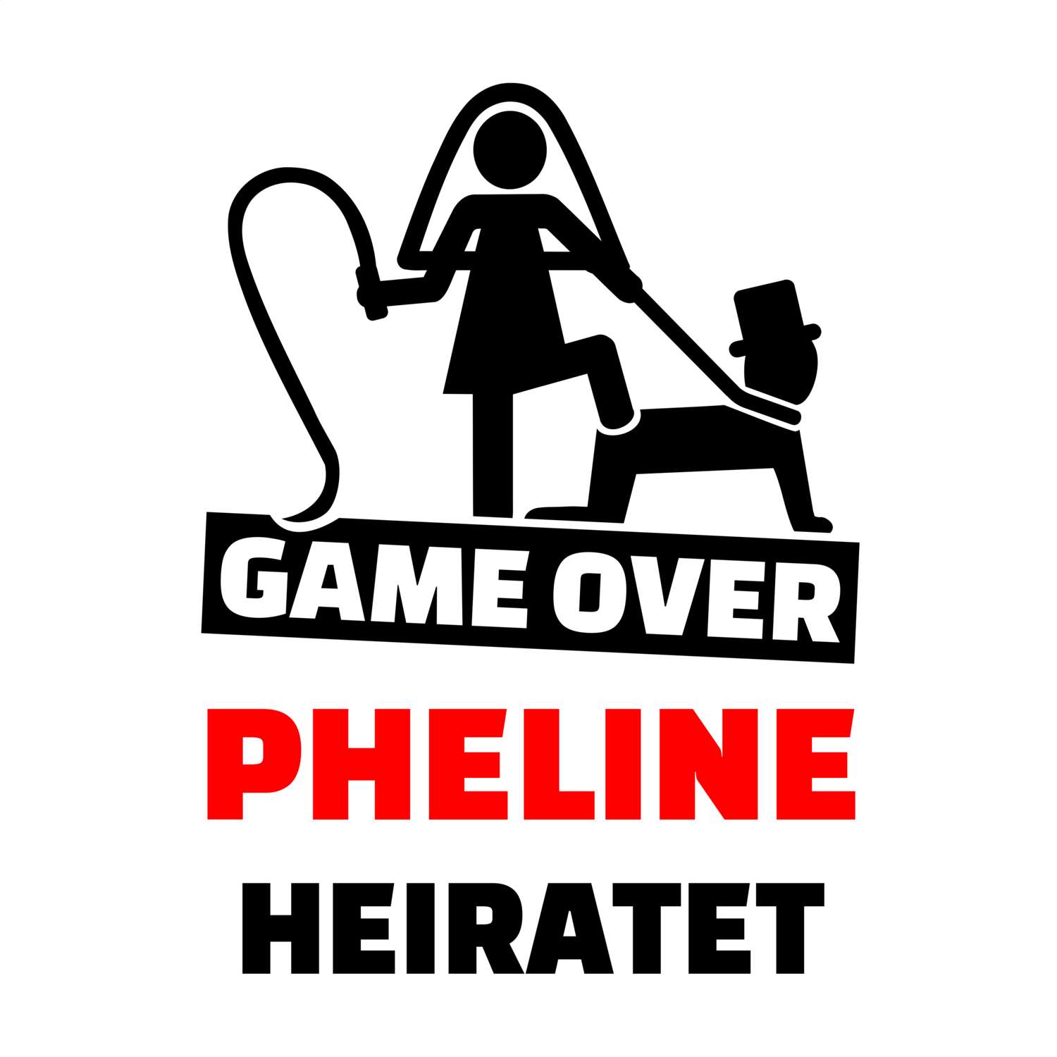 JGA T-Shirt »Game Over« für den Namen »Pheline«