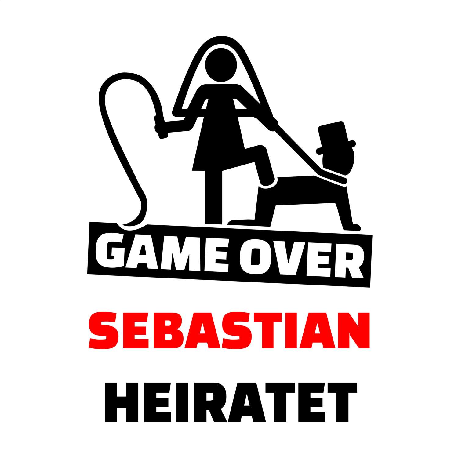 JGA T-Shirt »Game Over« für den Namen »Sebastian«