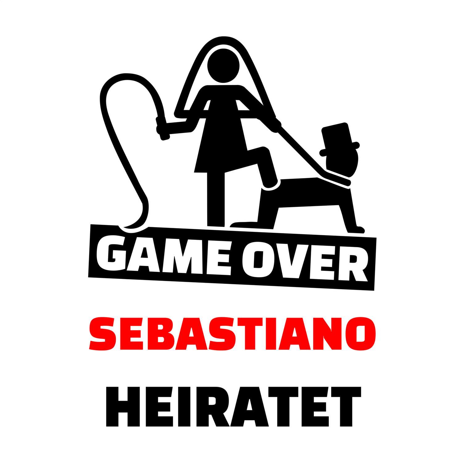 JGA T-Shirt »Game Over« für den Namen »Sebastiano«
