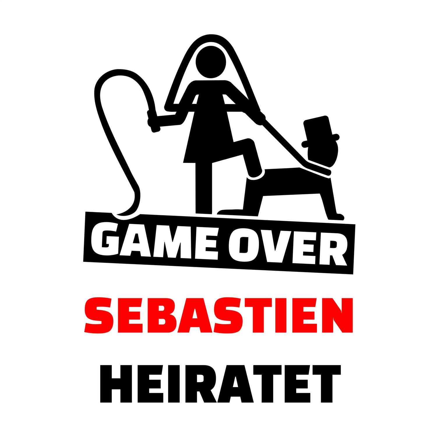 JGA T-Shirt »Game Over« für den Namen »Sebastien«