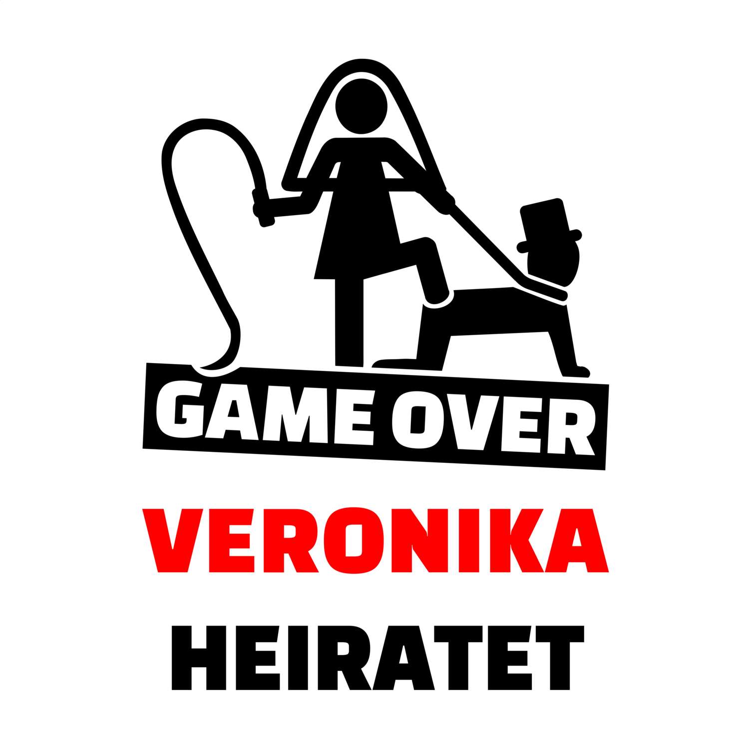 JGA T-Shirt »Game Over« für den Namen »Veronika«