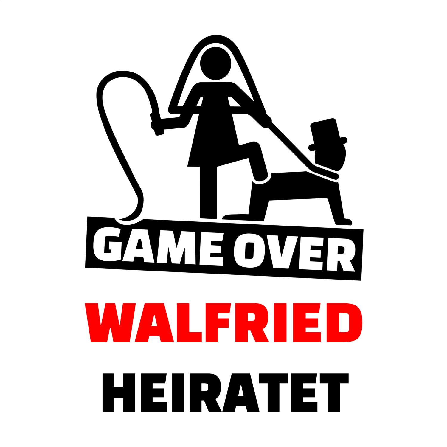 JGA T-Shirt »Game Over« für den Namen »Walfried«