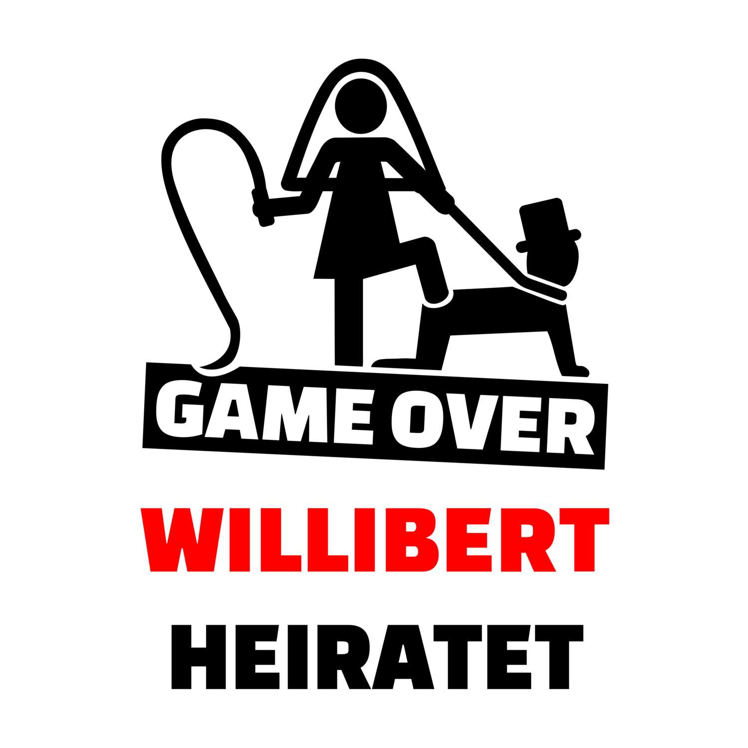 JGA T-Shirt »Game Over« für den Namen »Willibert«