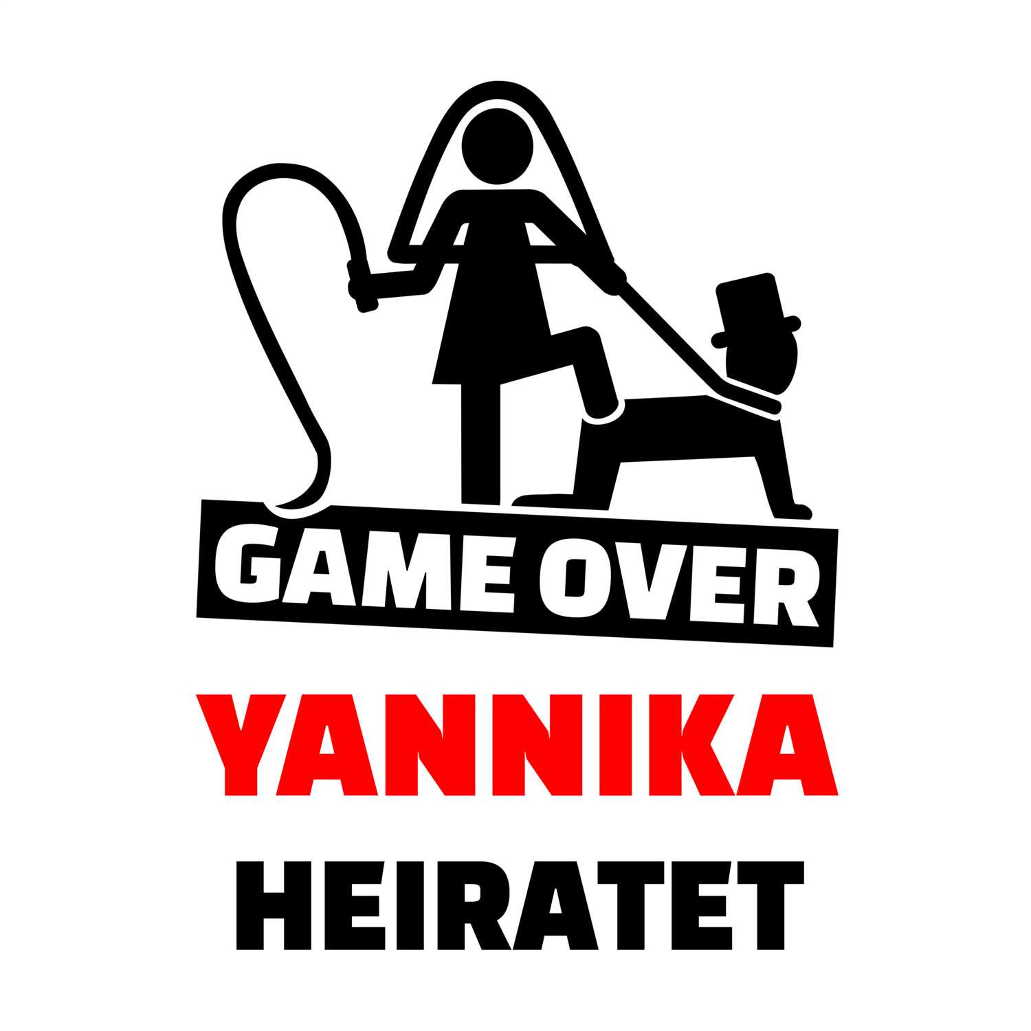 JGA T-Shirt »Game Over« für den Namen »Yannika«