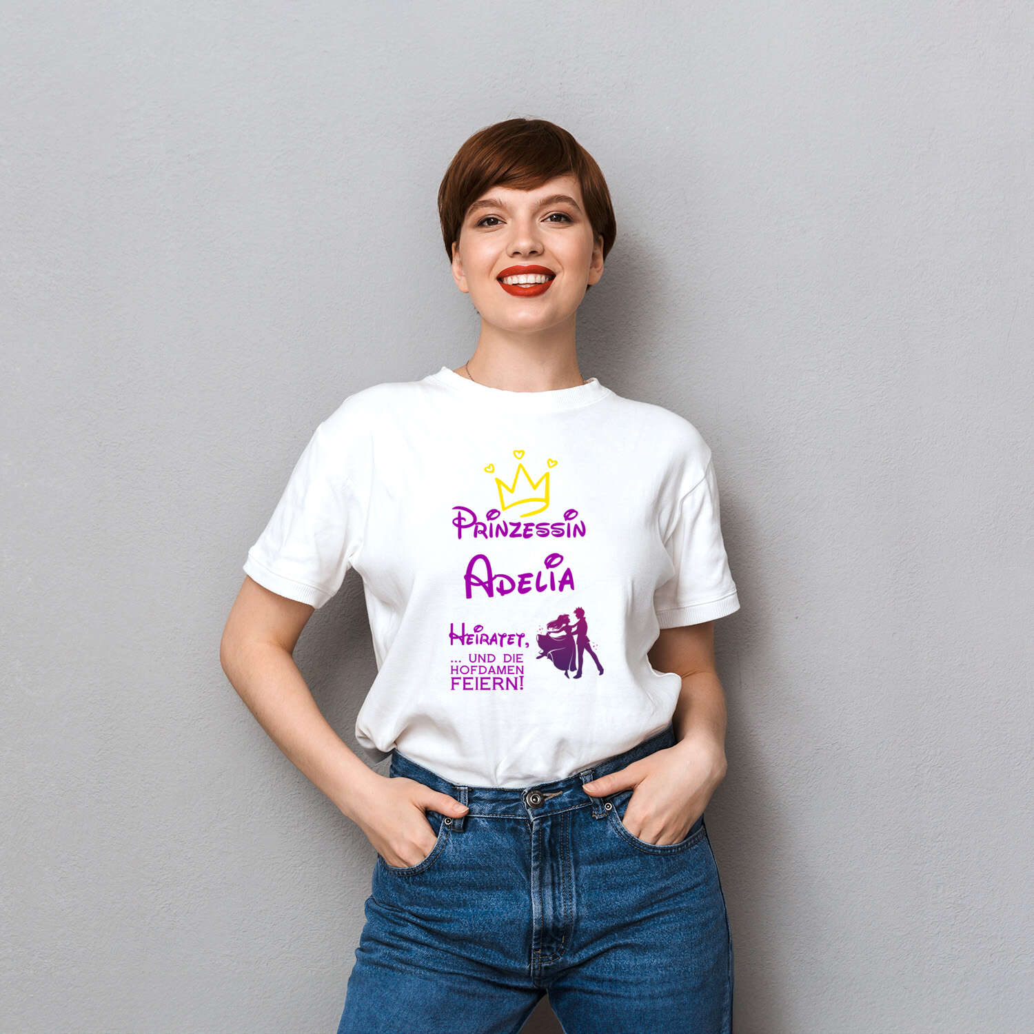 JGA T-Shirt »Prinzessin heiratet« für den Namen »Adelia«