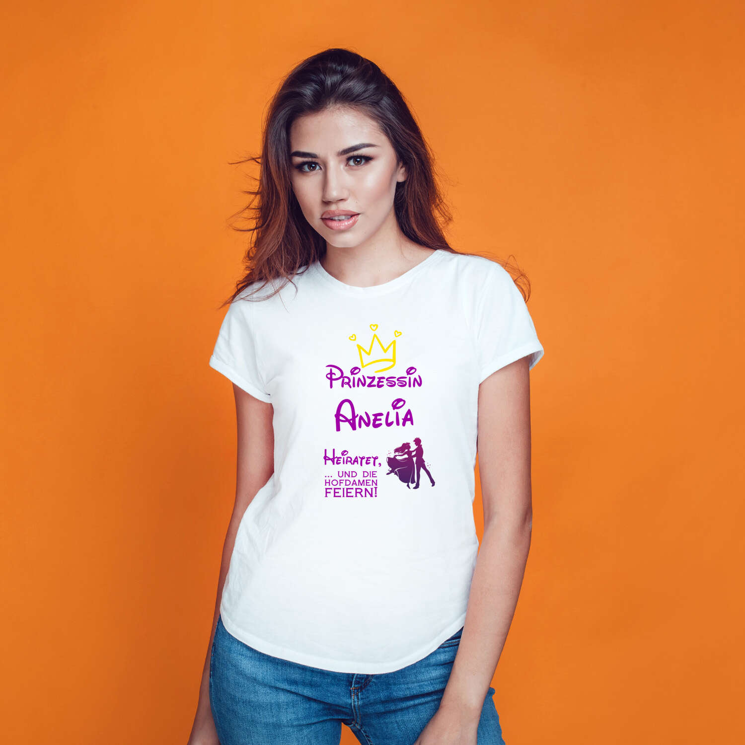 JGA T-Shirt »Prinzessin heiratet« für den Namen »Anelia«