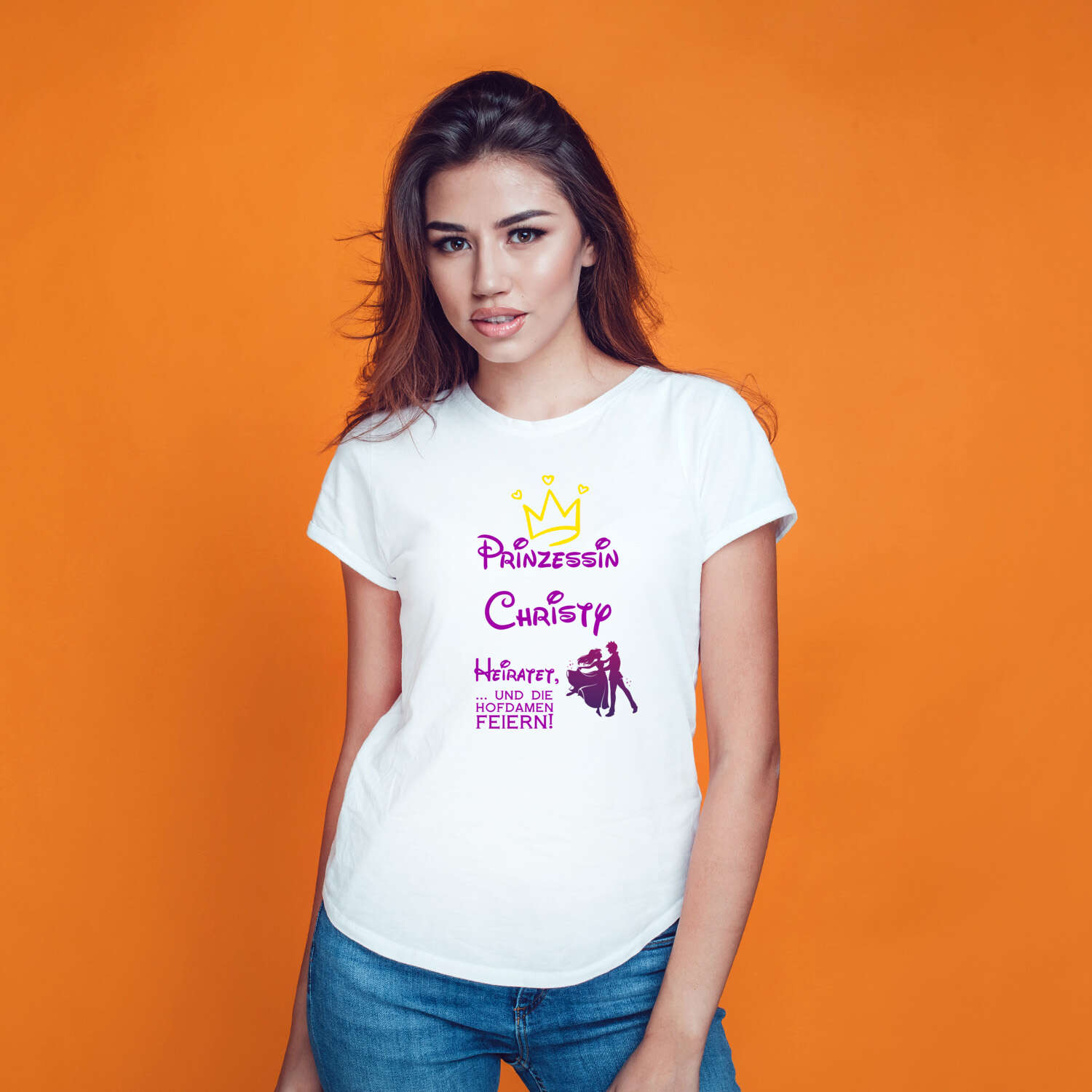 JGA T-Shirt »Prinzessin heiratet« für den Namen »Christy«