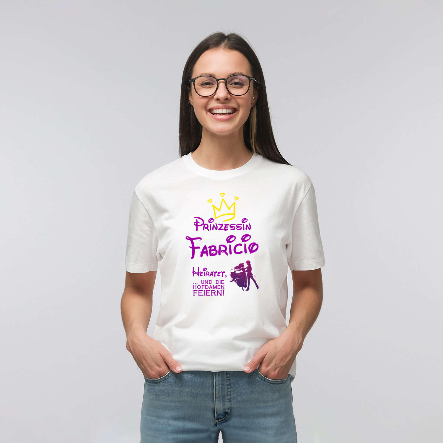 JGA T-Shirt »Prinzessin heiratet« für den Namen »Fabricio«