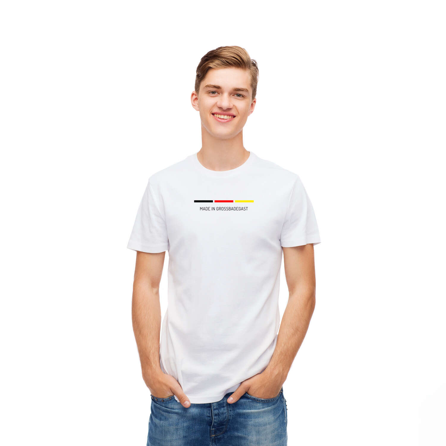 T-Shirt für Ort »Großbadegast«, Design »Made in«