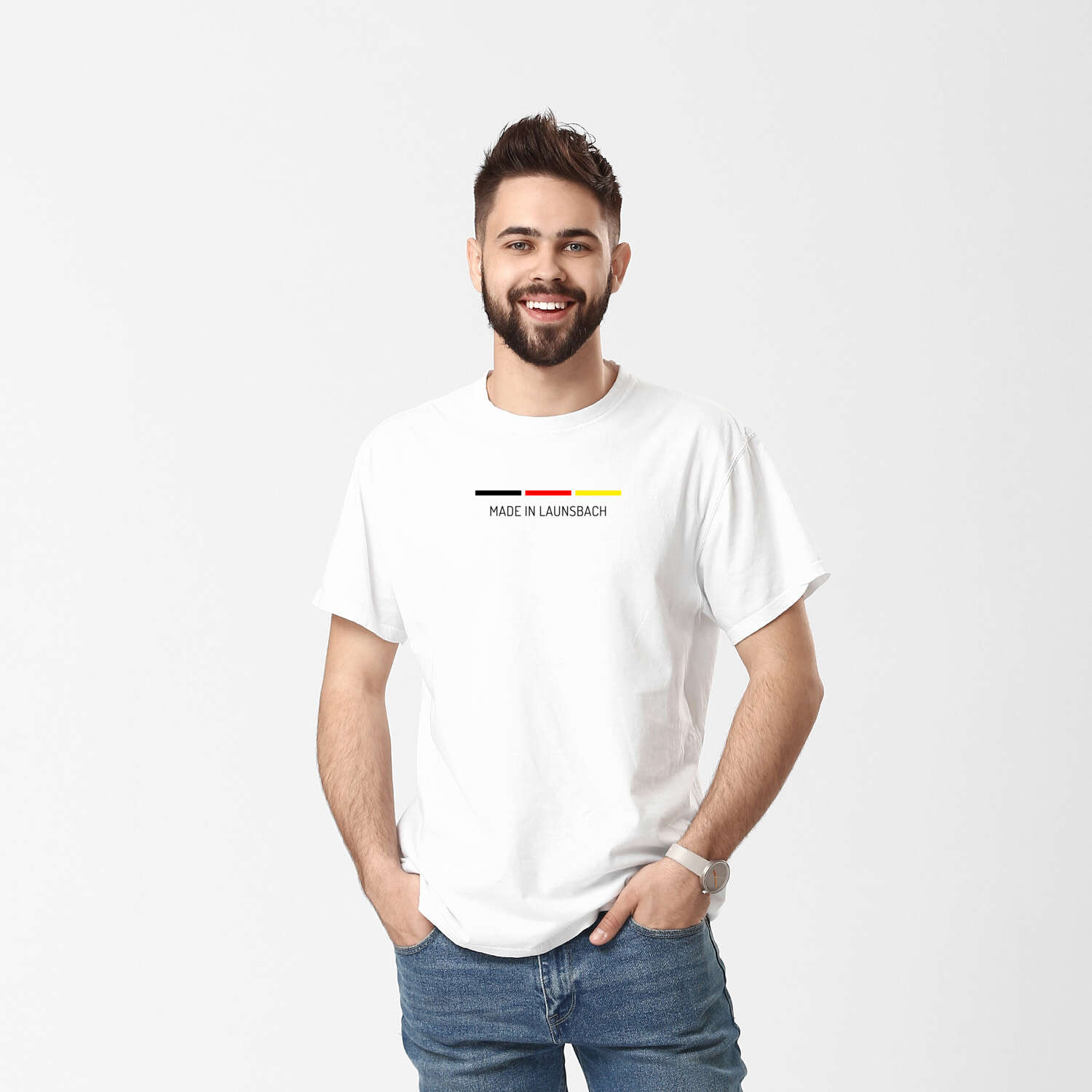 T-Shirt für Ort »Launsbach«, Design »Made in«