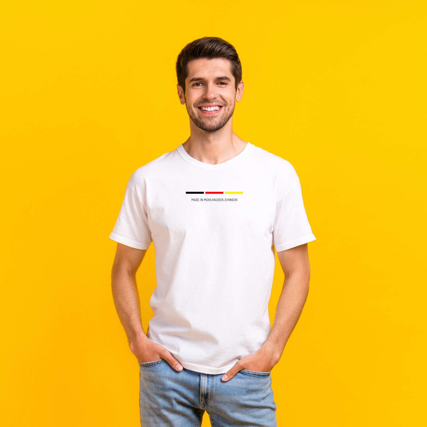 T-Shirt für Ort »Mühlhausen-Ehingen«, Design »Made in«