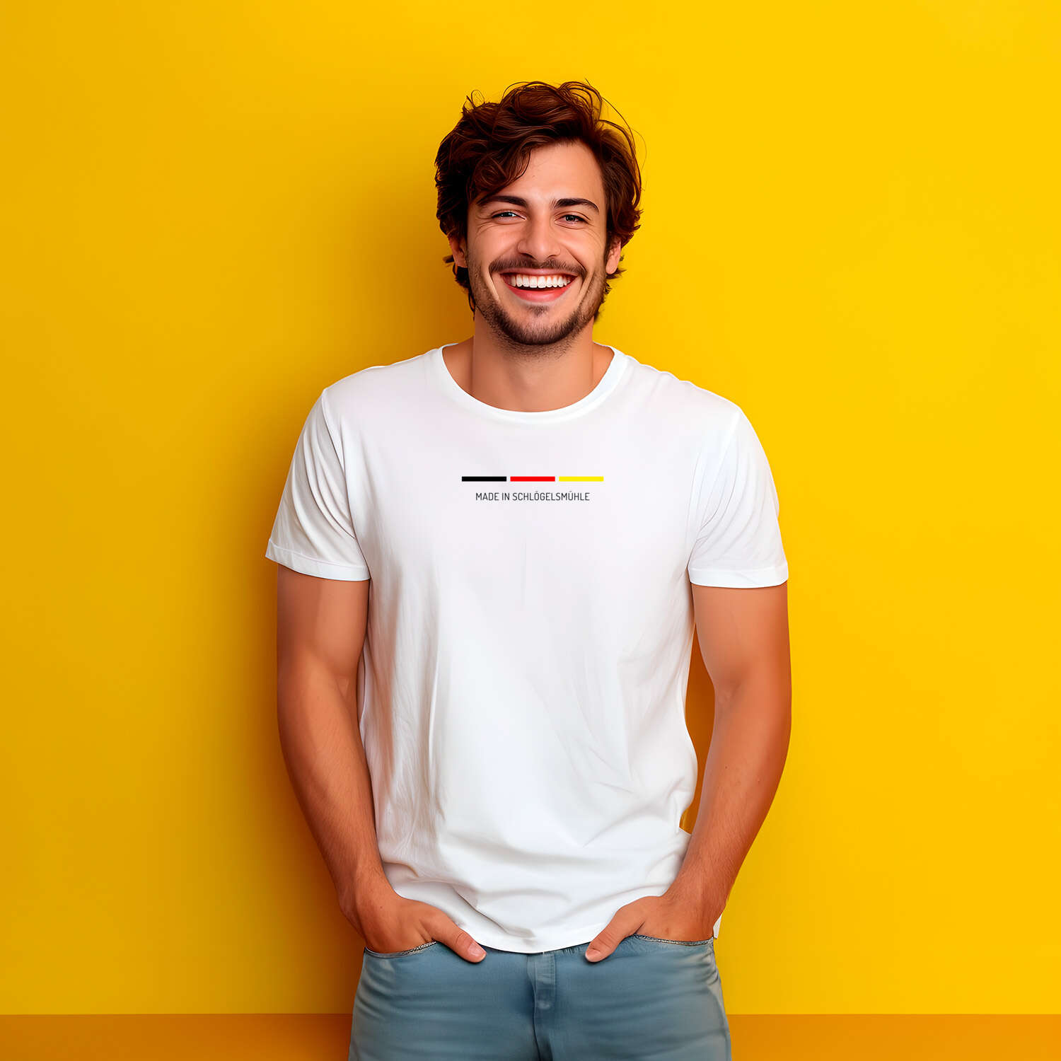 T-Shirt für Ort »Schlögelsmühle«, Design »Made in«